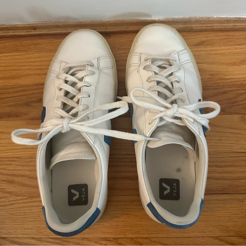 Veja Men's Campo White and Blue Sneakers